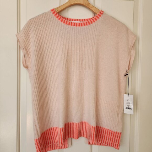 Duffy Sweaters - Duffy Cashmere Boxy Sweater Pink Orange Sleeveless Soft Feminine Pastel Cute